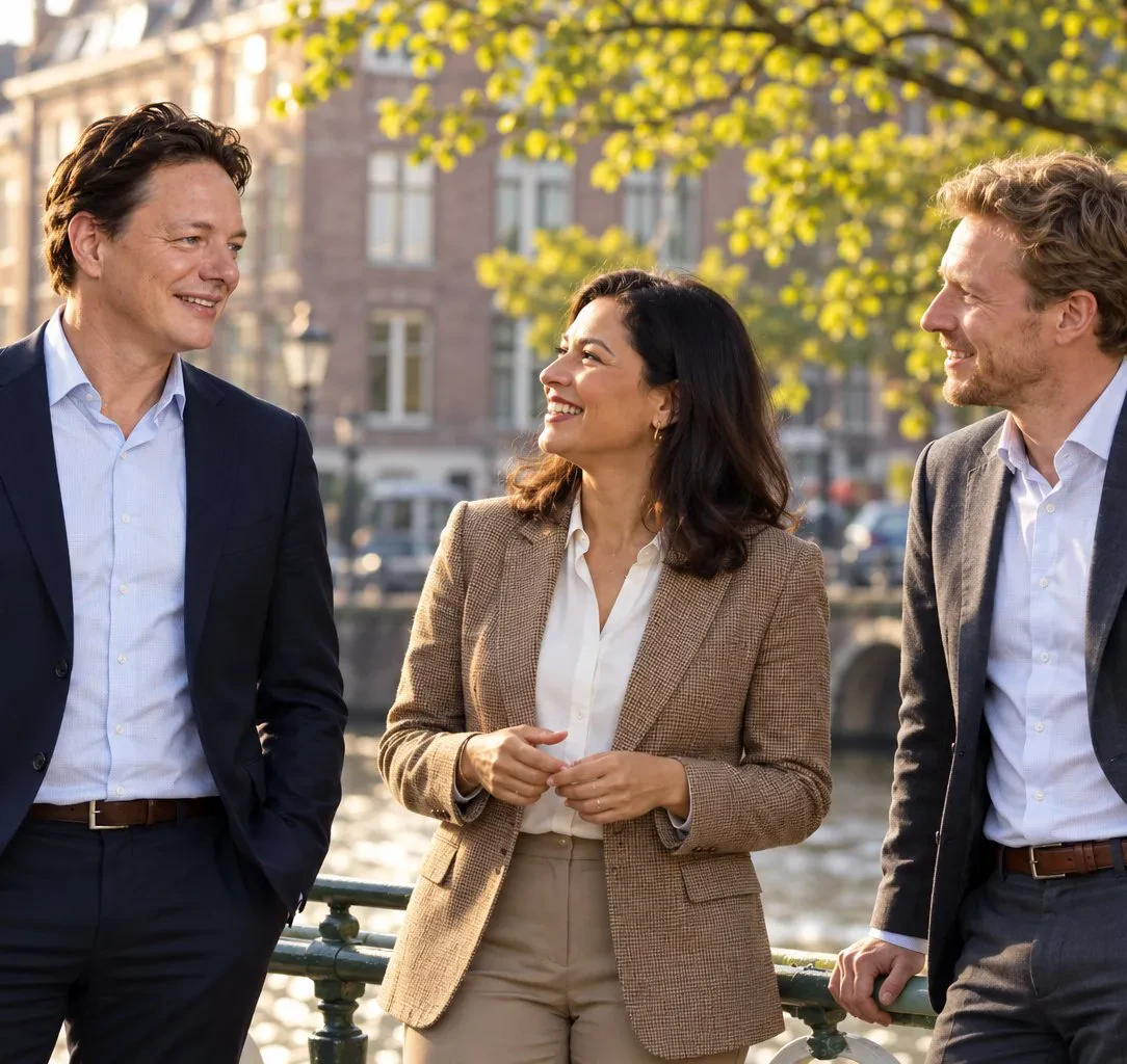 Jesse Hartgring met collega’s aan de gracht
