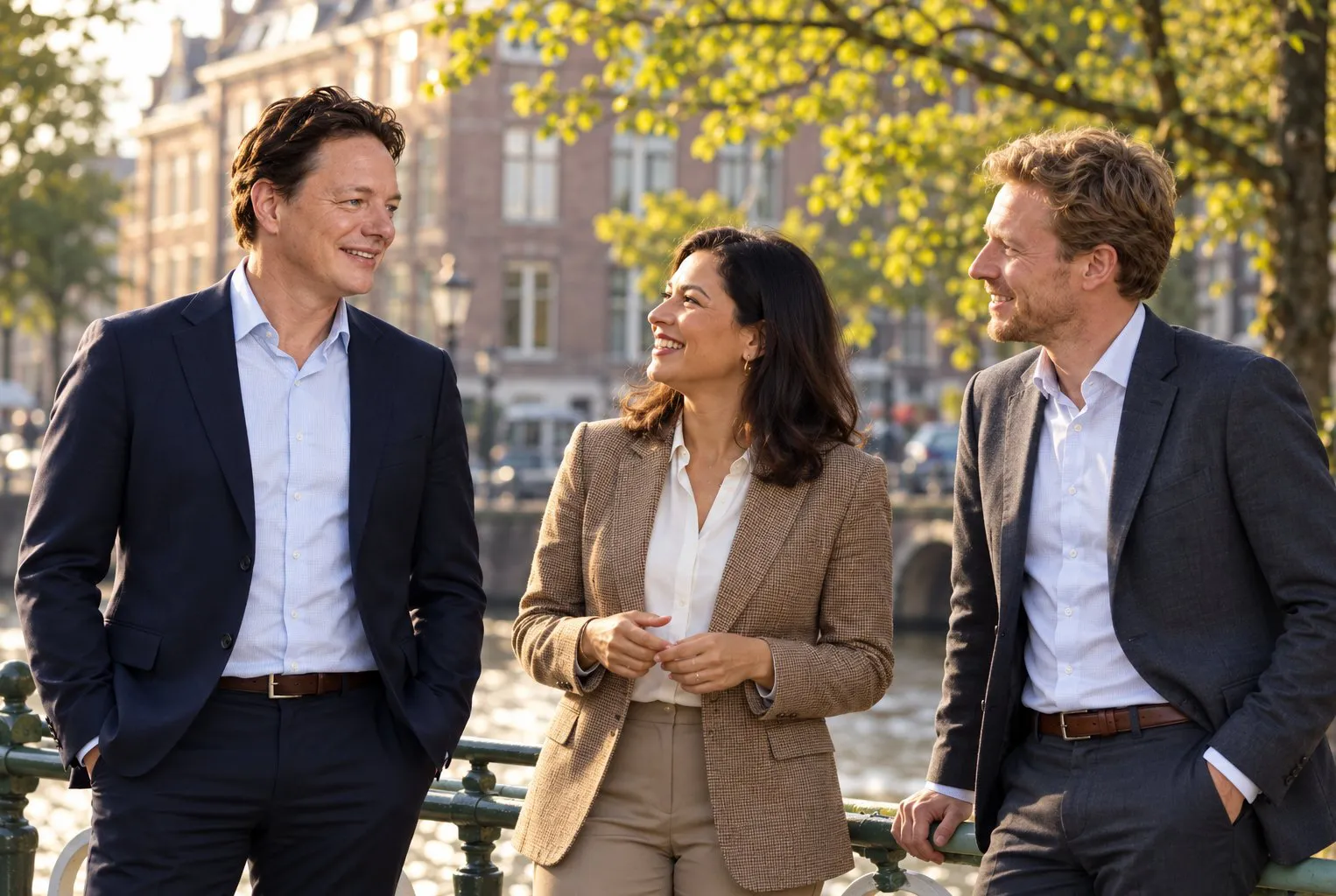 Zakelijk gesprek aan de gracht