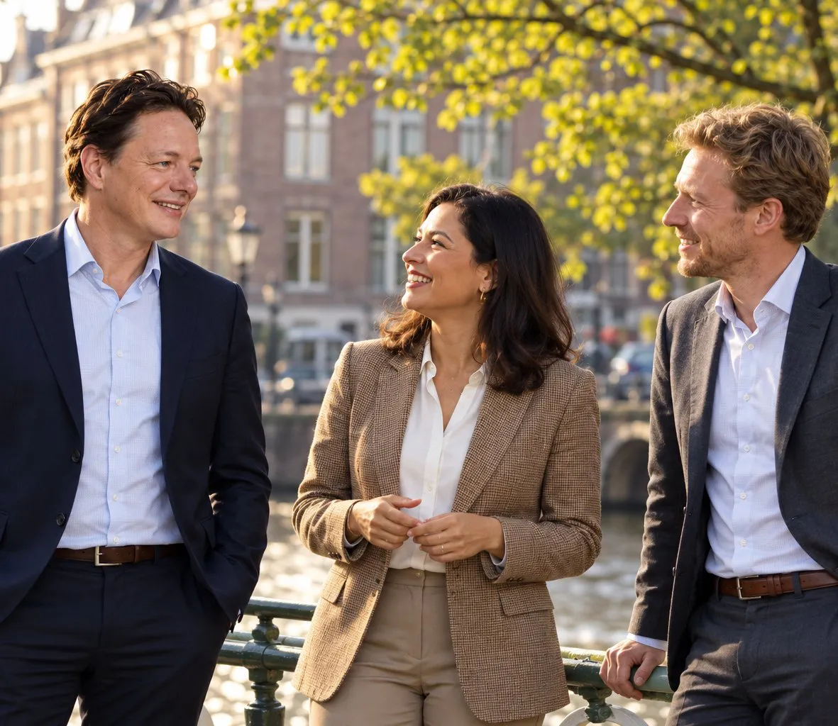 Jesse Hartgring met collega’s aan de gracht